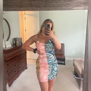 scarf print mini dress